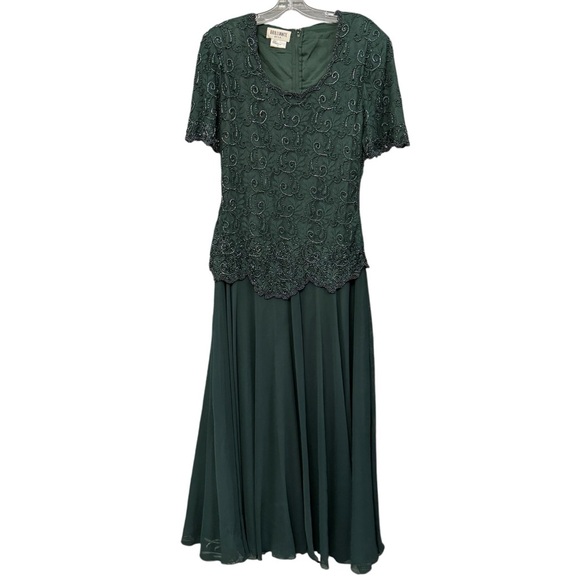 Brilliante Green Beaded Gown Set Size L - Picture 1 of 9